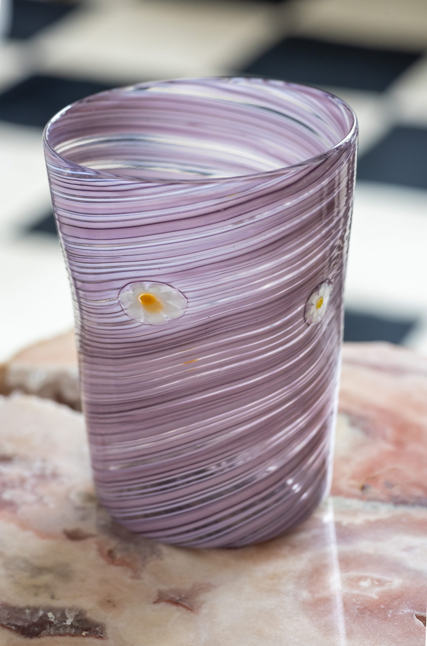 PURPLE CRISTAL DAISIES MURANO GLASS